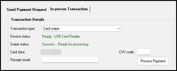 Card swipe - success